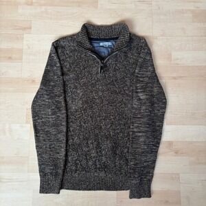 Method Mens Quarter Zip Pullover Sweater Brown Marl Textured Knit Size M